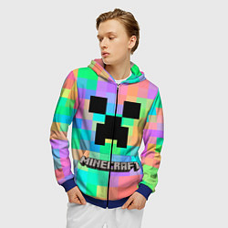 Толстовка 3D на молнии мужская Minecraft, цвет: 3D-синий — фото 2