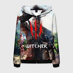 Толстовка 3D на молнии мужская The Witcher, цвет: 3D-черный
