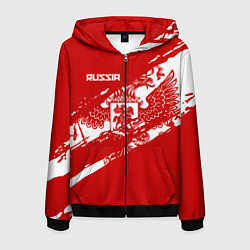 Толстовка 3D на молнии мужская Russia, цвет: 3D-черный