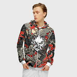 Толстовка 3D на молнии мужская CYBERPUNK2077 SAMURAI, цвет: 3D-белый — фото 2