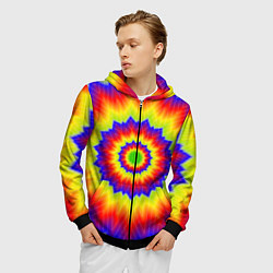 Толстовка 3D на молнии мужская Tie-Dye, цвет: 3D-черный — фото 2