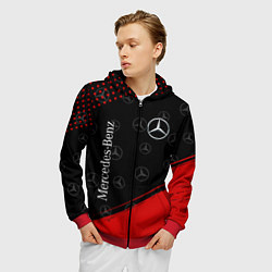 Толстовка 3D на молнии мужская MERCEDES МЕРСЕДЕС, цвет: 3D-красный — фото 2