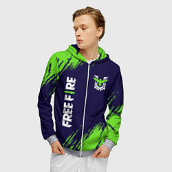 Толстовка 3D на молнии мужская FREE FIRE ФРИ ФАЕР, цвет: 3D-меланж — фото 2