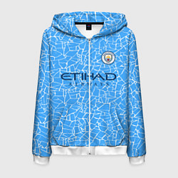 Толстовка 3D на молнии мужская Manchester City 2021 Home Kit, цвет: 3D-белый