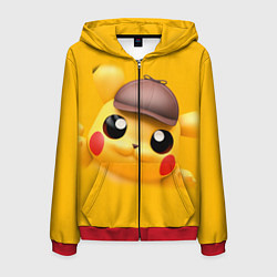 Толстовка 3D на молнии мужская Pikachu Pika Pika, цвет: 3D-красный