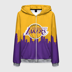 Толстовка 3D на молнии мужская LOS ANGELES LAKERS, цвет: 3D-меланж