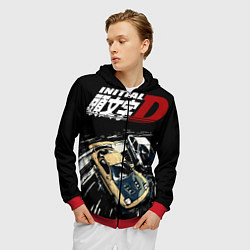 Толстовка 3D на молнии мужская Initial D Z, цвет: 3D-красный — фото 2