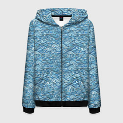 Толстовка 3D на молнии мужская Море волнуется, цвет: 3D-черный