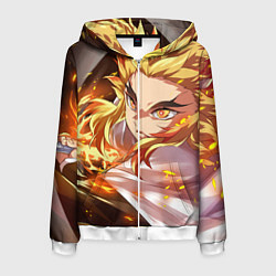 Толстовка 3D на молнии мужская Клинок Рассекающий Демонов, цвет: 3D-белый