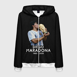 Толстовка 3D на молнии мужская Diego Maradona, цвет: 3D-белый