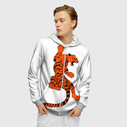 Толстовка 3D на молнии мужская Тигр, цвет: 3D-меланж — фото 2