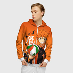 Толстовка 3D на молнии мужская ВОЛЕЙБОЛ!! HAIKYUU!!, цвет: 3D-белый — фото 2