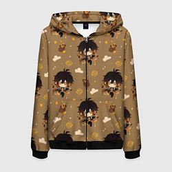 Толстовка 3D на молнии мужская Чиби Чжун Ли, цвет: 3D-черный