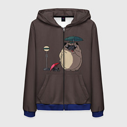 Толстовка 3D на молнии мужская Мопсы на остановке в стиле Тоторо, цвет: 3D-синий