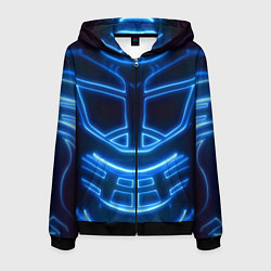 Толстовка 3D на молнии мужская Неоновая броня Neon Armor, цвет: 3D-черный