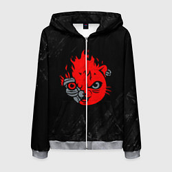 Толстовка 3D на молнии мужская CYBERPUNK 2077 КОТ КИАНУ РИВЗ, цвет: 3D-меланж