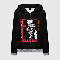 Толстовка 3D на молнии мужская Hellsing, цвет: 3D-меланж