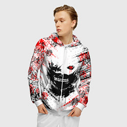 Толстовка 3D на молнии мужская ТОКИЙСКИЙ ГУЛЬ КЕН КАНЕКИ, цвет: 3D-белый — фото 2