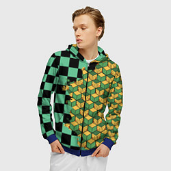 Толстовка 3D на молнии мужская ТАНДЖИРО И ТОМИОКА, цвет: 3D-синий — фото 2