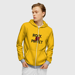 Толстовка 3D на молнии мужская Rock privet, цвет: 3D-меланж — фото 2