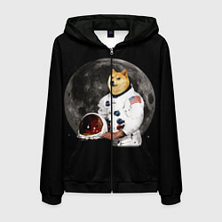Толстовка 3D на молнии мужская Доги Космонавт, цвет: 3D-черный