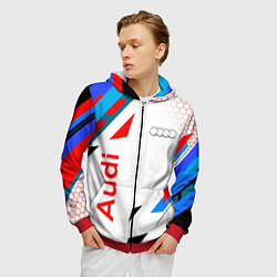 Толстовка 3D на молнии мужская AUDI АУДИ SPORT, цвет: 3D-красный — фото 2