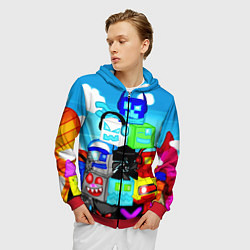 Толстовка 3D на молнии мужская Geometry Dash, цвет: 3D-красный — фото 2