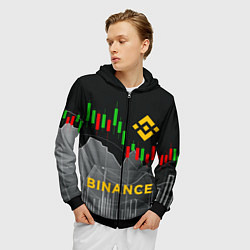 Толстовка 3D на молнии мужская BINANCE БИНАНС ГРАФИК, цвет: 3D-черный — фото 2