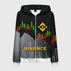 Толстовка 3D на молнии мужская BINANCE БИНАНС ГРАФИК, цвет: 3D-белый