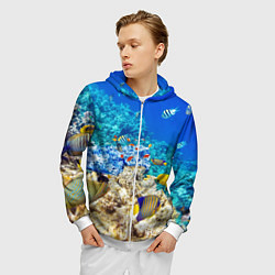 Толстовка 3D на молнии мужская Морской мир, цвет: 3D-белый — фото 2
