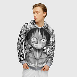 Толстовка 3D на молнии мужская Луфи улыбается one piece, цвет: 3D-меланж — фото 2