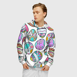 Толстовка 3D на молнии мужская Пасхальные яйца, цвет: 3D-белый — фото 2