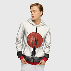 Толстовка 3D на молнии мужская Самурай на коне, цвет: 3D-красный — фото 2