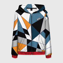 Толстовка 3D на молнии мужская Геометрический узор, цвет: 3D-красный
