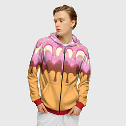 Толстовка 3D на молнии мужская Мороженое Ice Scream Z, цвет: 3D-красный — фото 2