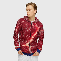 Толстовка 3D на молнии мужская Мясо на Хэллоуин, цвет: 3D-синий — фото 2