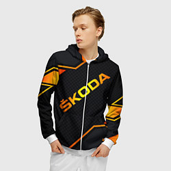 Толстовка 3D на молнии мужская Skoda Gold Шкода, цвет: 3D-белый — фото 2