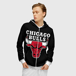 Толстовка 3D на молнии мужская B C Chicago Bulls, цвет: 3D-белый — фото 2