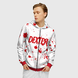 Толстовка 3D на молнии мужская Dexter logo Декстер брызги крови, цвет: 3D-красный — фото 2