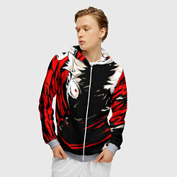Толстовка 3D на молнии мужская Юджи Итадори злой Магическая битва, цвет: 3D-меланж — фото 2