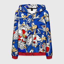Толстовка 3D на молнии мужская SONIC ПАТТЕРН СОНИК, цвет: 3D-красный