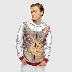 Толстовка 3D на молнии мужская A 018 Цветной кот, цвет: 3D-красный — фото 2