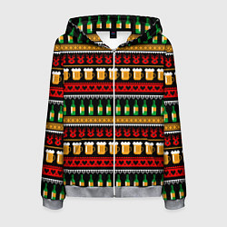 Толстовка 3D на молнии мужская Пивной свитер, цвет: 3D-меланж