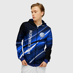 Толстовка 3D на молнии мужская VOLKSWAGEN LOGO SPORT, цвет: 3D-синий — фото 2