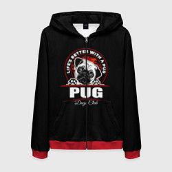 Мужская толстовка на молнии Мопс Pug