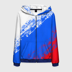 Толстовка 3D на молнии мужская Флаг РФ триколор, цвет: 3D-синий