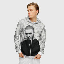 Толстовка 3D на молнии мужская Опасный Хаски, цвет: 3D-белый — фото 2