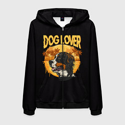 Толстовка 3D на молнии мужская Любитель Собак Dog Lover, цвет: 3D-черный