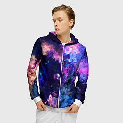Толстовка 3D на молнии мужская НЕОНОВЫЕ КОСМОС NEON SPACE, цвет: 3D-белый — фото 2