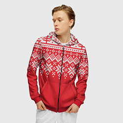 Толстовка 3D на молнии мужская Knitted Pattern, цвет: 3D-красный — фото 2